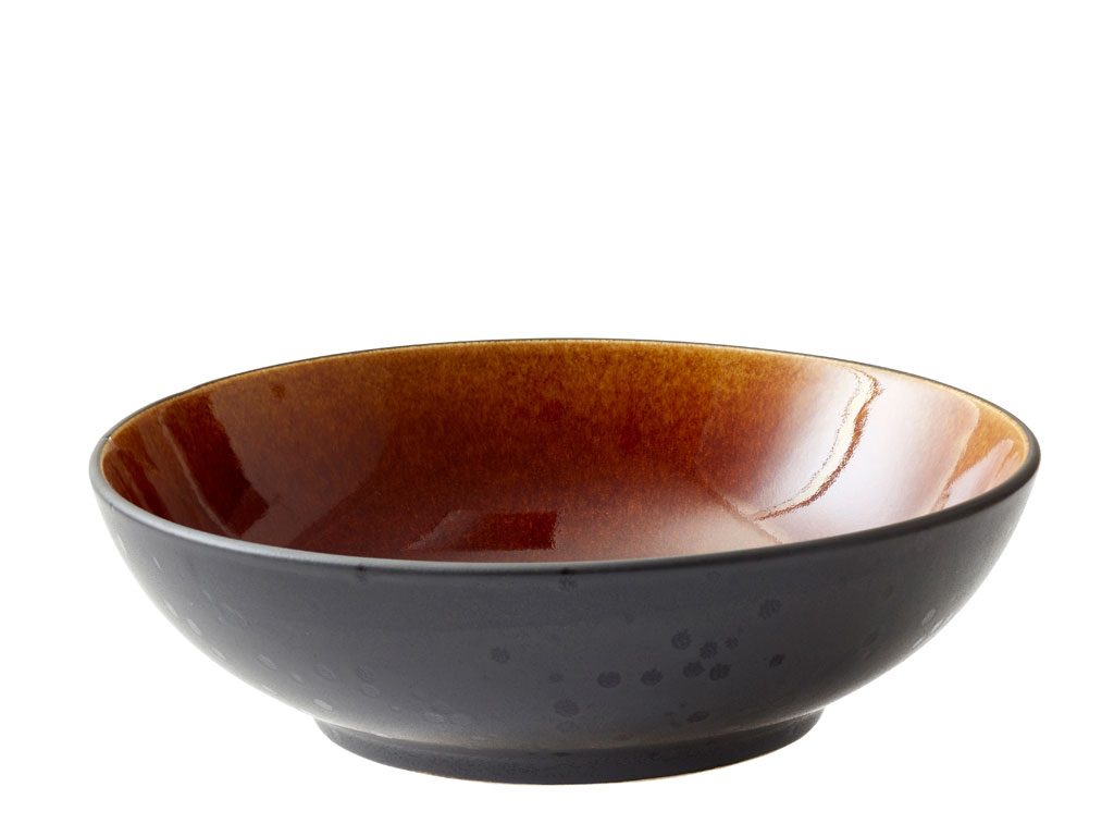 F&H Salatschüssel ca.24x6cm BITZ ca. B25 H7 T24 cm in schwarz/Amber