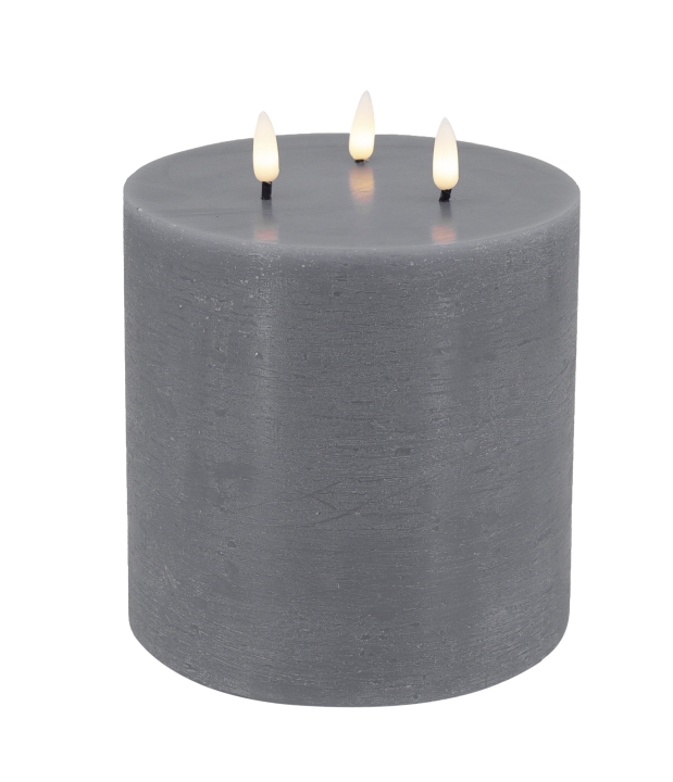 L.C. Wholesaler LED-3-Docht-Kerze BASIC ca. Ø 15, H 15cm in grey rustic, 15x15cm