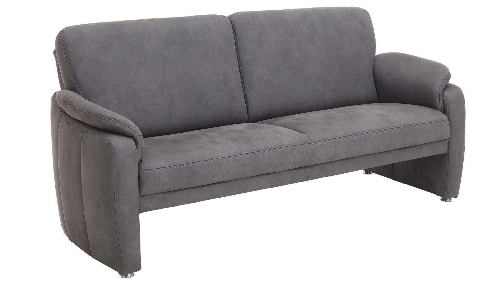 Polstergarnitur BORNHOLM II in Grau, Sofa, Zweisitzer, Grau, Samtleder, Beine aus Metall