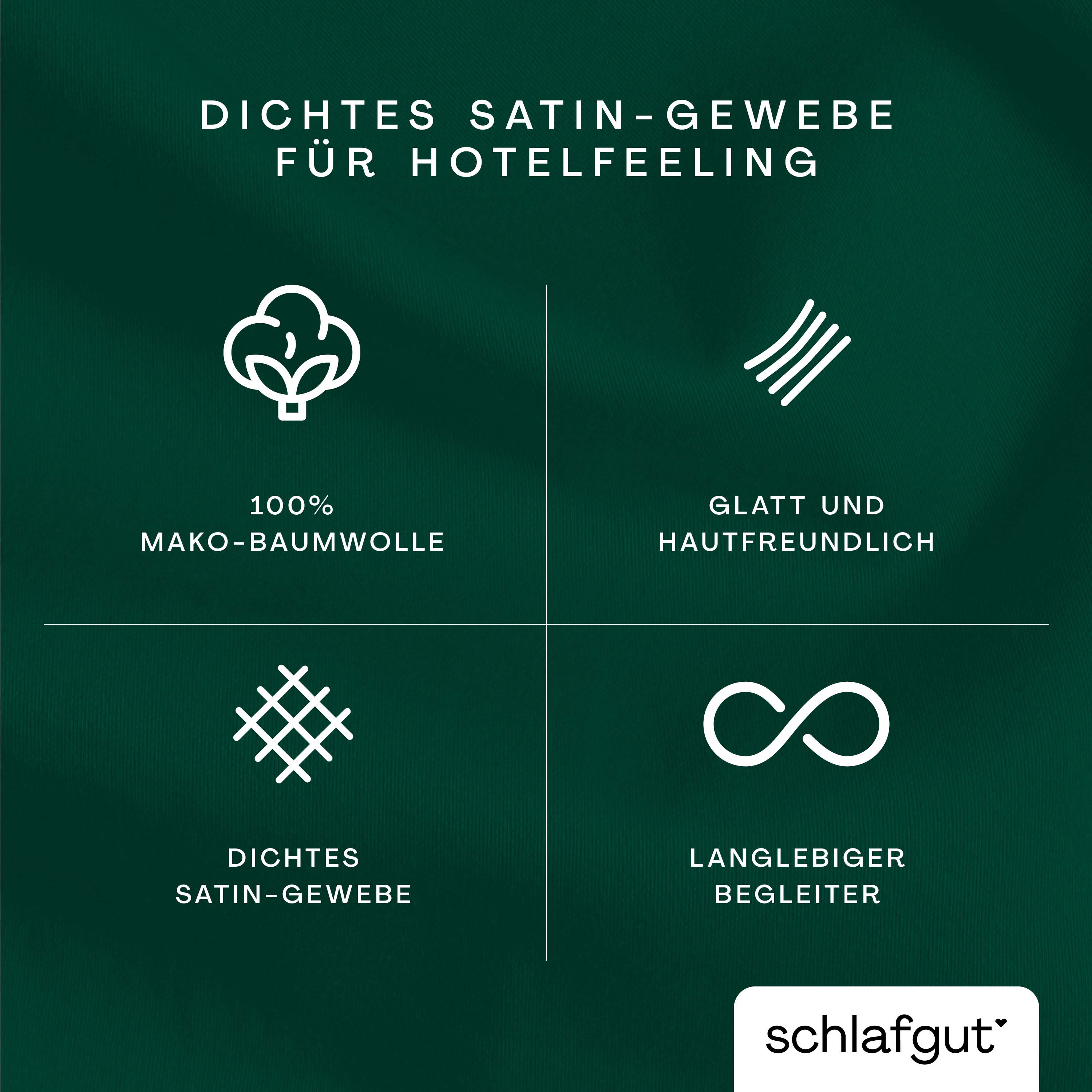 Schlafgut Kissenbezug 40x80 cm KISSENBEZUG in Green Deep Schlafgut Kissenbezug 40x80 cm KISSENBEZUG in Green Deep, Satin fabric, 100% Mako cotton, smooth, skin-friendly, dense satin fabric