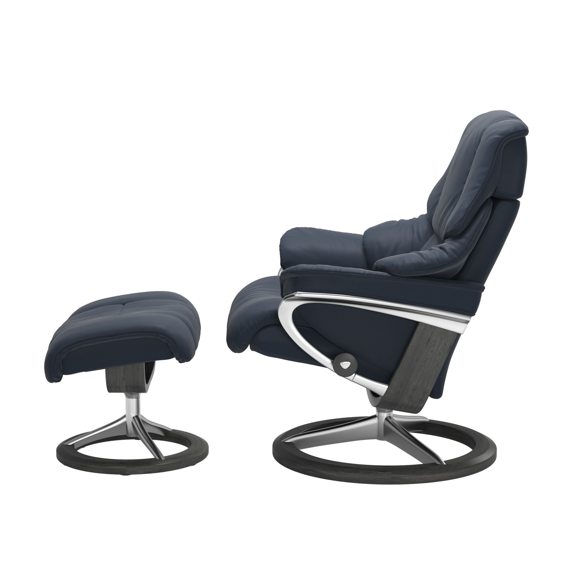 Stressless Sessel mit Hocker Reno Signature (L) in Leder Paloma Oxford Blue