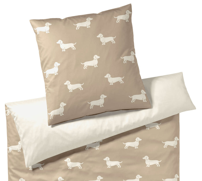 Elegante Bettwäsche Paws 135x200 cm DOGS in natur-beige, Kissen, Dekoration für Zuhause