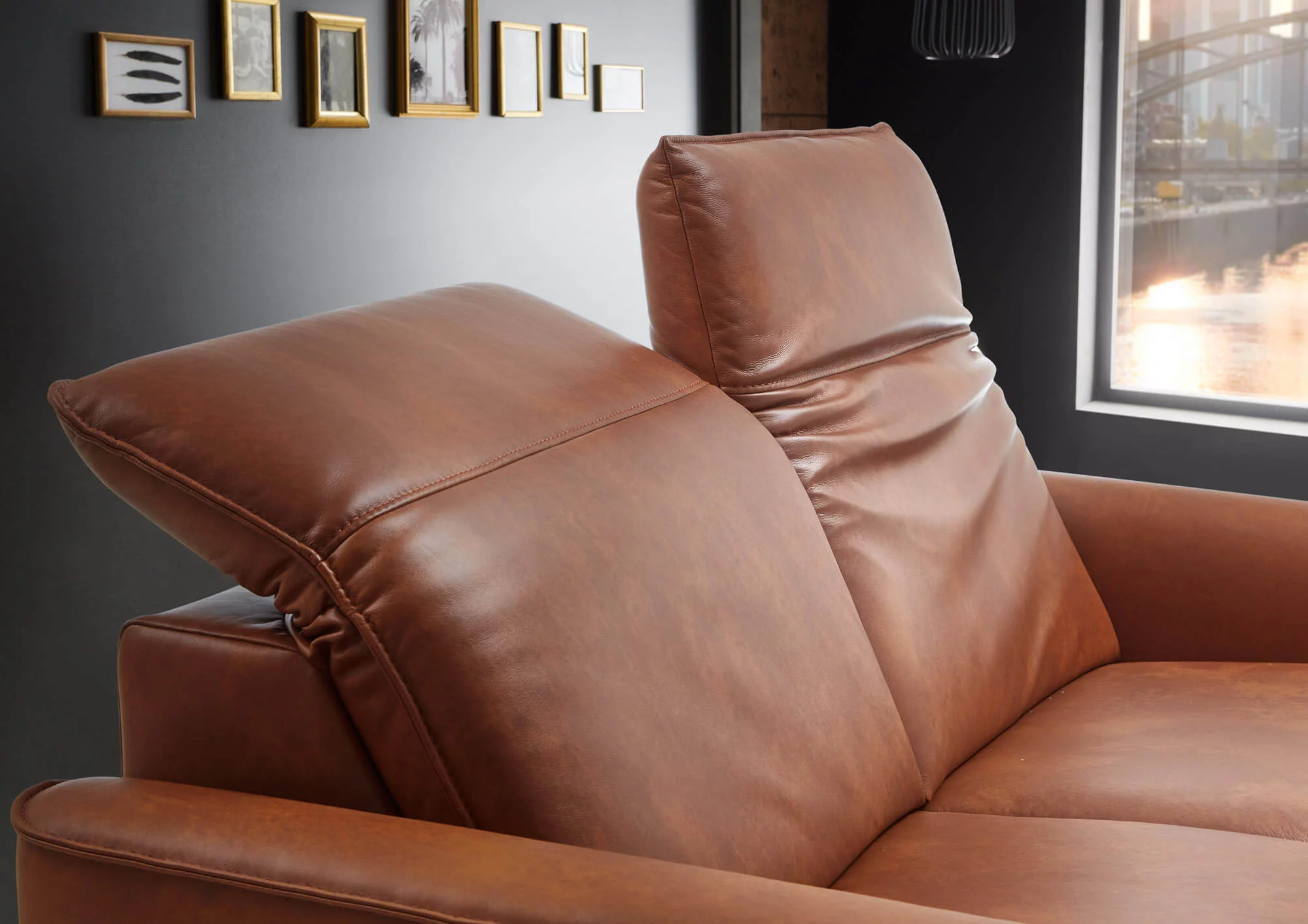 Hukla Sofa 3-sitzig HU-PC23005 ca. B220 T105 cm in Leder Cloudy cognac 60 Hukla Sofa 3-sitzig HU-PC23005 ca. B220 T105 cm in Leder Cloudy cognac 60, Moebel, Stuhl, Sessel, Couch