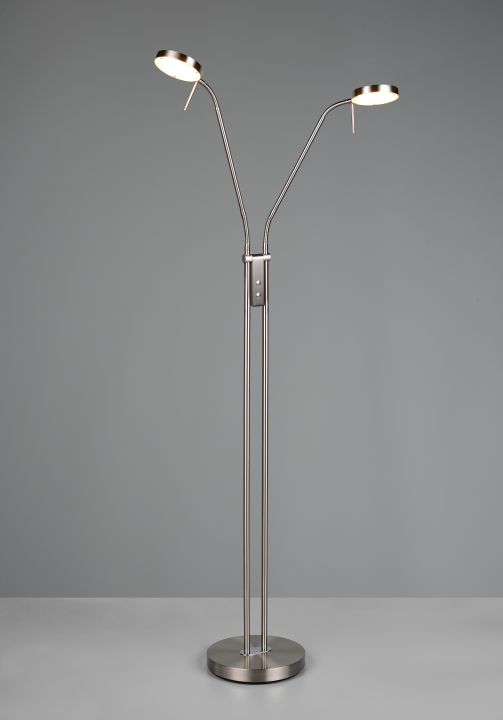Trio LED-Stehleuchte MONZA 2-flammig in Farbe Nickel matt, Kunststoff weiß Trio LED-Stehleuchte MONZA 2-flammig in Farbe Nickel matt, Kunststoff weiß, Lampe