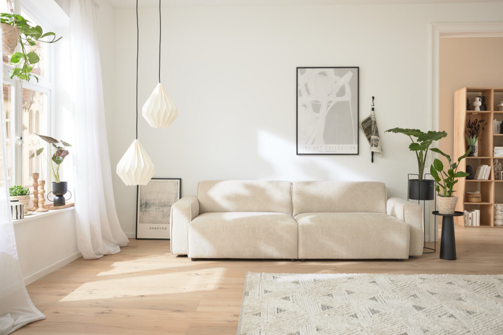 Roomio 3-Sitzer NO. 4100 in Stoff Cosmopolitan champagner