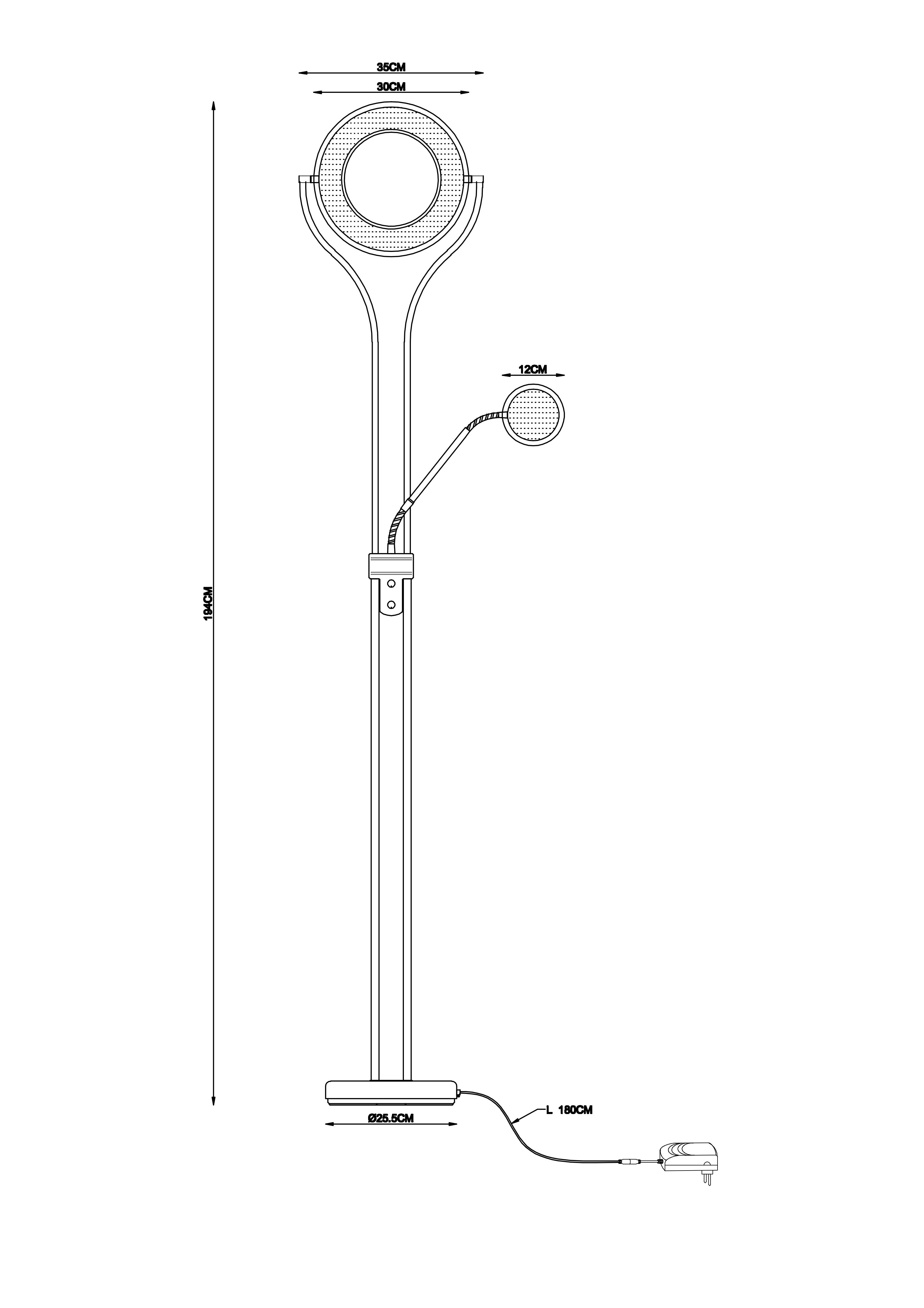 LED-Deckenfluter in Fb. Schwarz LED-Deckenfluter in Fb. Schwarz, Lampensockel, Ringleuchte, Lampensockel, Ständer, Maßzeichnung