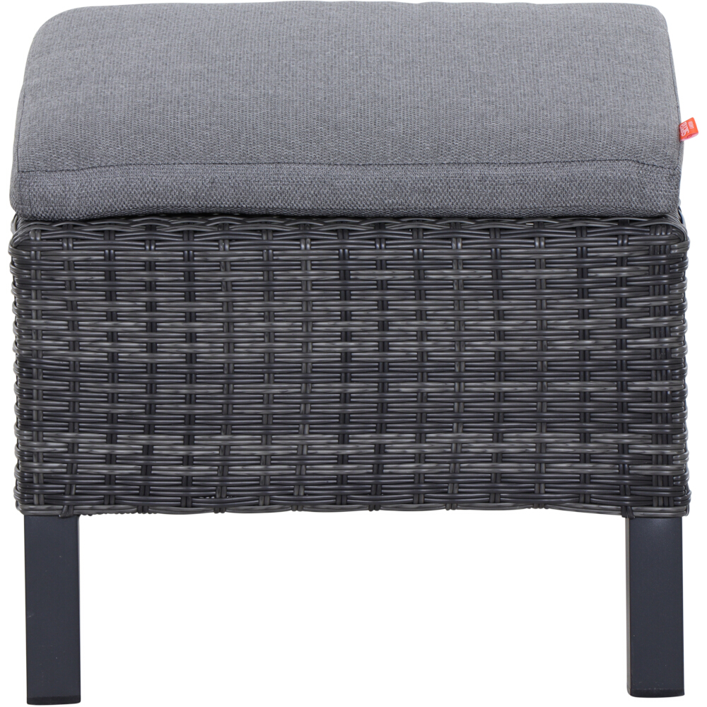 Gautzsch Hocker TARANTO mit Gestell Aluminium anthrazit matt/Gardino-Geflecht grau, Sessel, Gartenmöbel, Korbgeflecht, Sitzkissen, Beige/Anthrazit