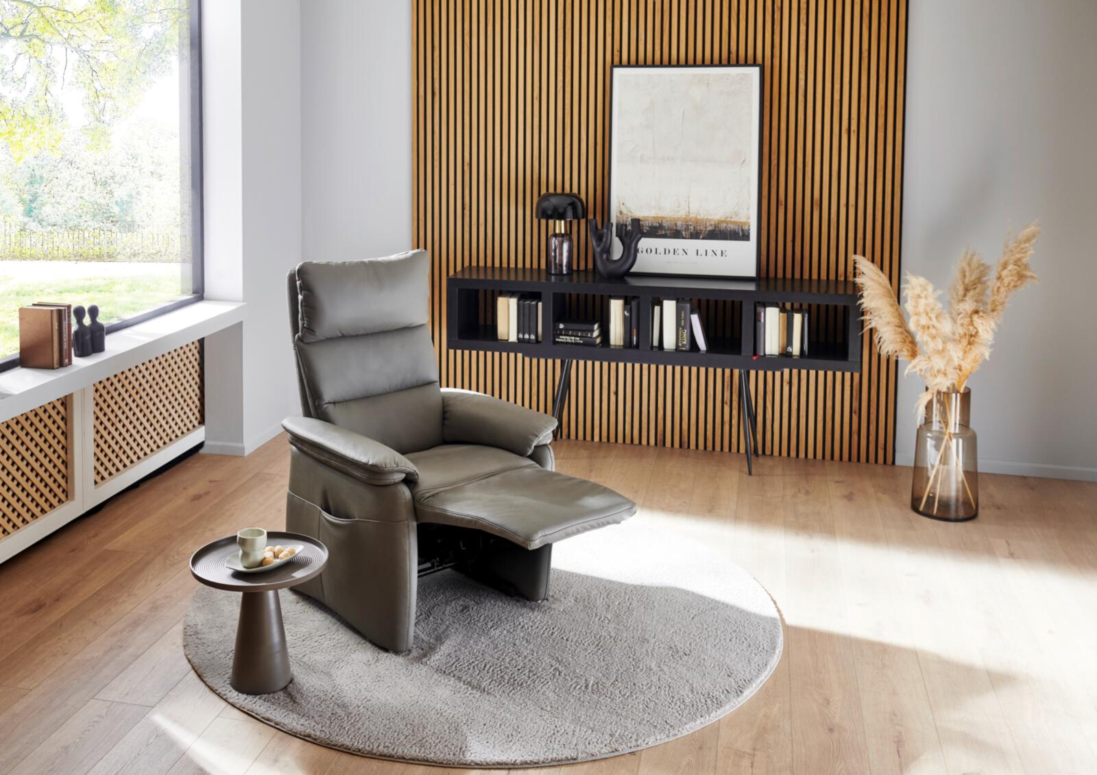 Relaxsessel TIMELESS 2.0 COMFORT RELAXX in Grau Polsteria Relaxsessel TIMELESS 2.0 COMFORT RELAXX in Leder Evita smoke