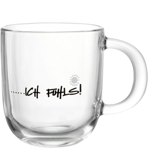 Leonardo GK/Tasse 400ml -ich fühls- EMOZIONE in Fb. mehrfarbig bedruckt, Glasbecher, Tasse, Transparenter Becher, Kaffee-Tasse, Sammelstück