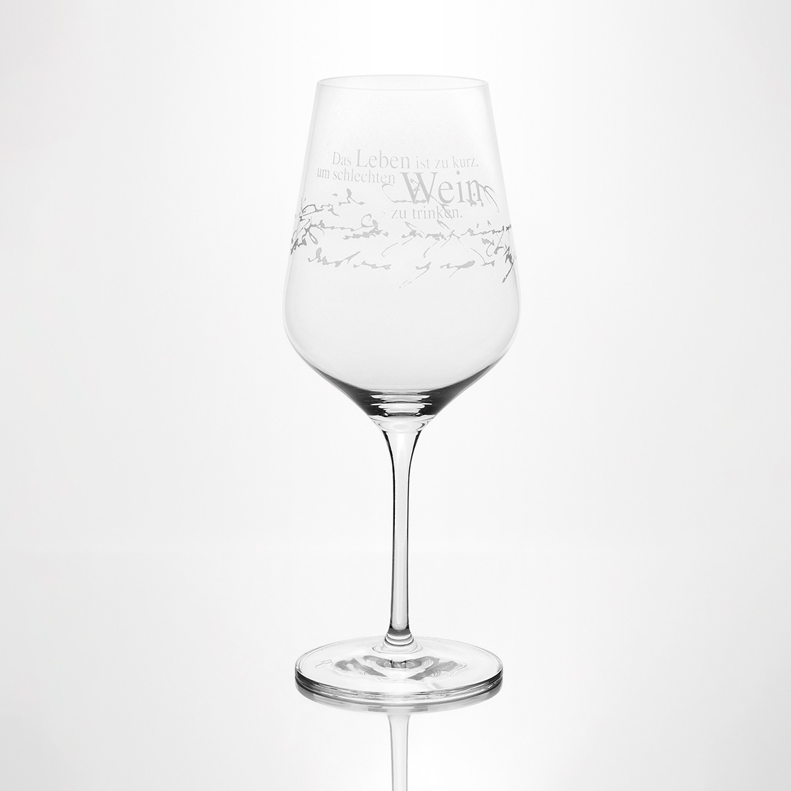Weinglas DAS LEBEN IST ZU KURZ.. in Farbe , Weinglas, Stielglas, Transparent, Glas, Dekoration
