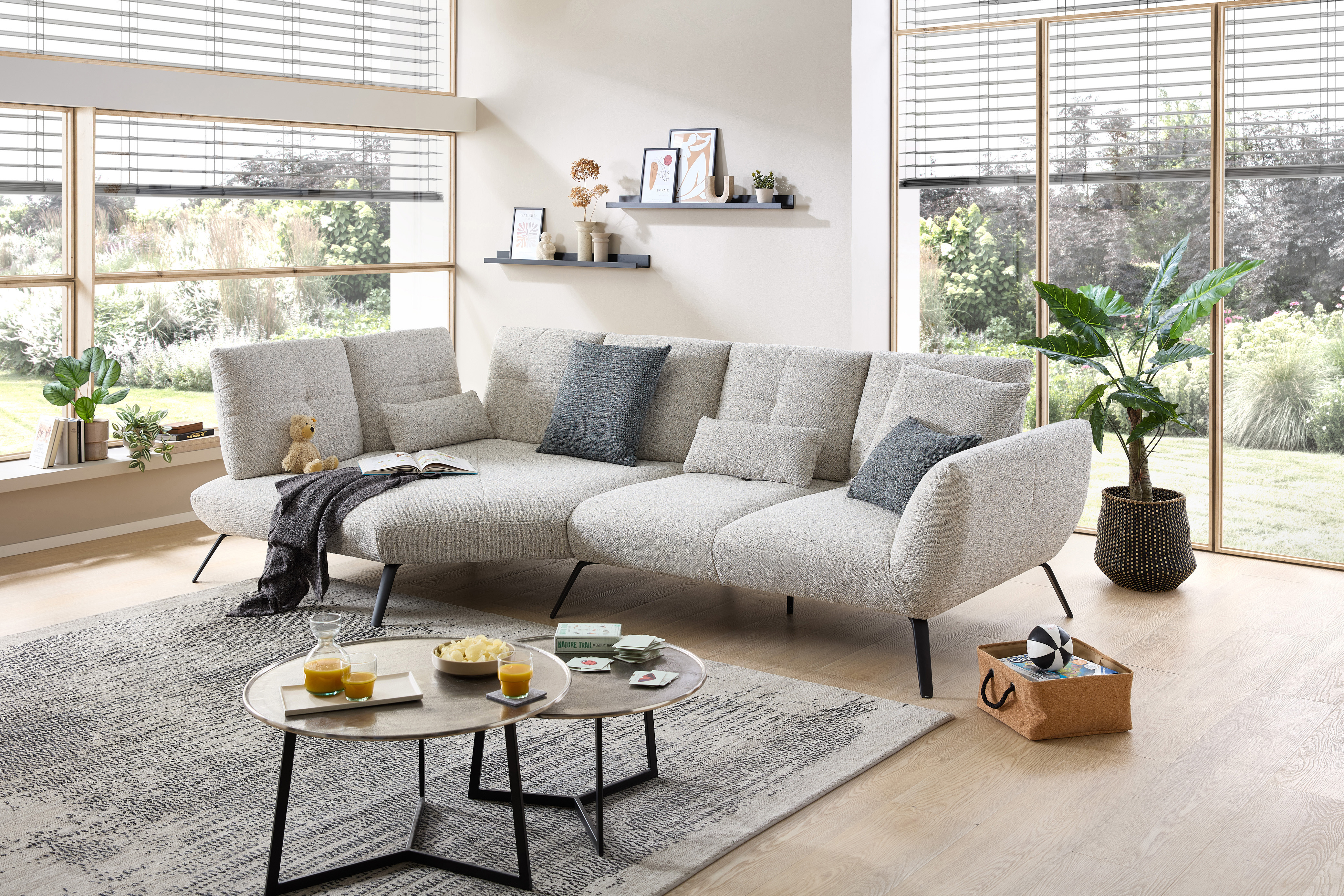 Poco Polstereckgruppe Dover Plus MIDO / Mido beige 22, sofa, sectional, Lounge, linen-gray, Niedrige Beinform