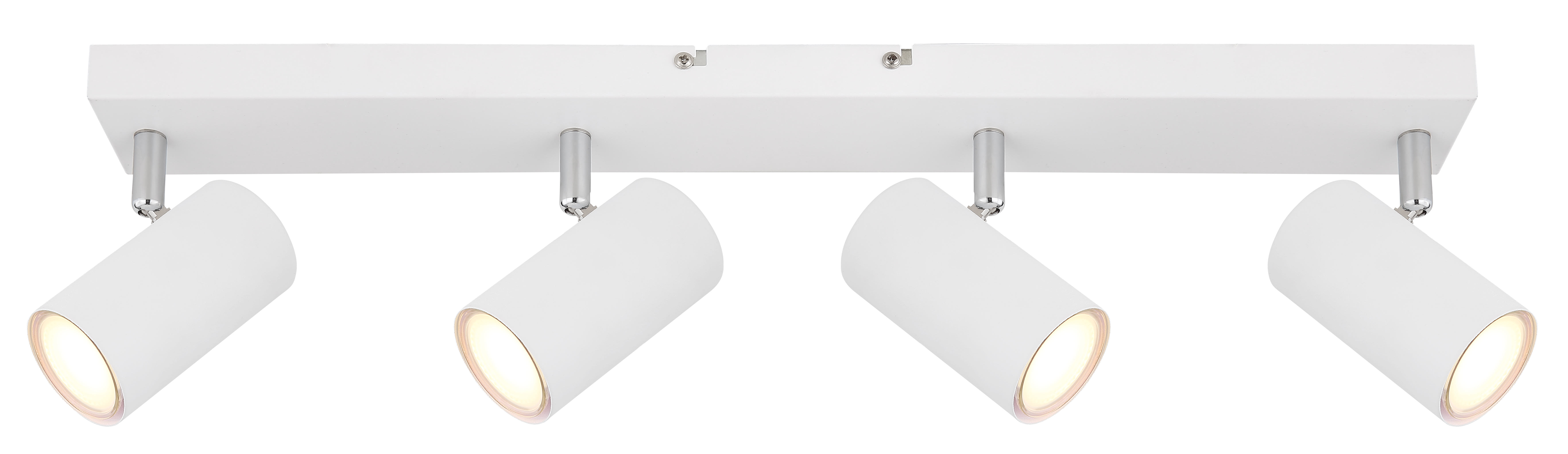 Strahler in Metall verchromt weiß, Deckenleuchte, Spotlights, 4-flammig, weiß, LED