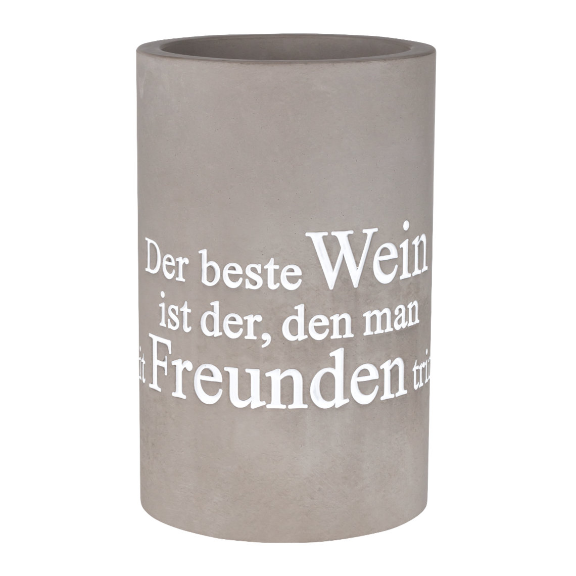 Flaschenkühler DER BESTE WEIN in Farbe grau Flaschenkühler DER BESTE WEIN in Farbe grau, Vase, Betonoptik, Korpus, Textdruck, Vase