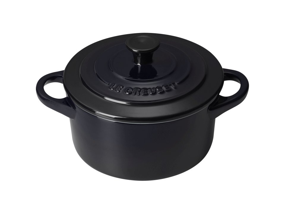 Le Creuset Mini-Cocotte 10cm in Farbe schwarz Le Creuset Mini-Cocotte Schwarz Glänzend