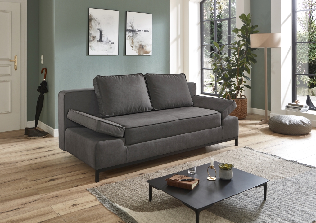 Sun Garden Schlafsofa JARNY ca. 145x202cm in Stoff anthrazit