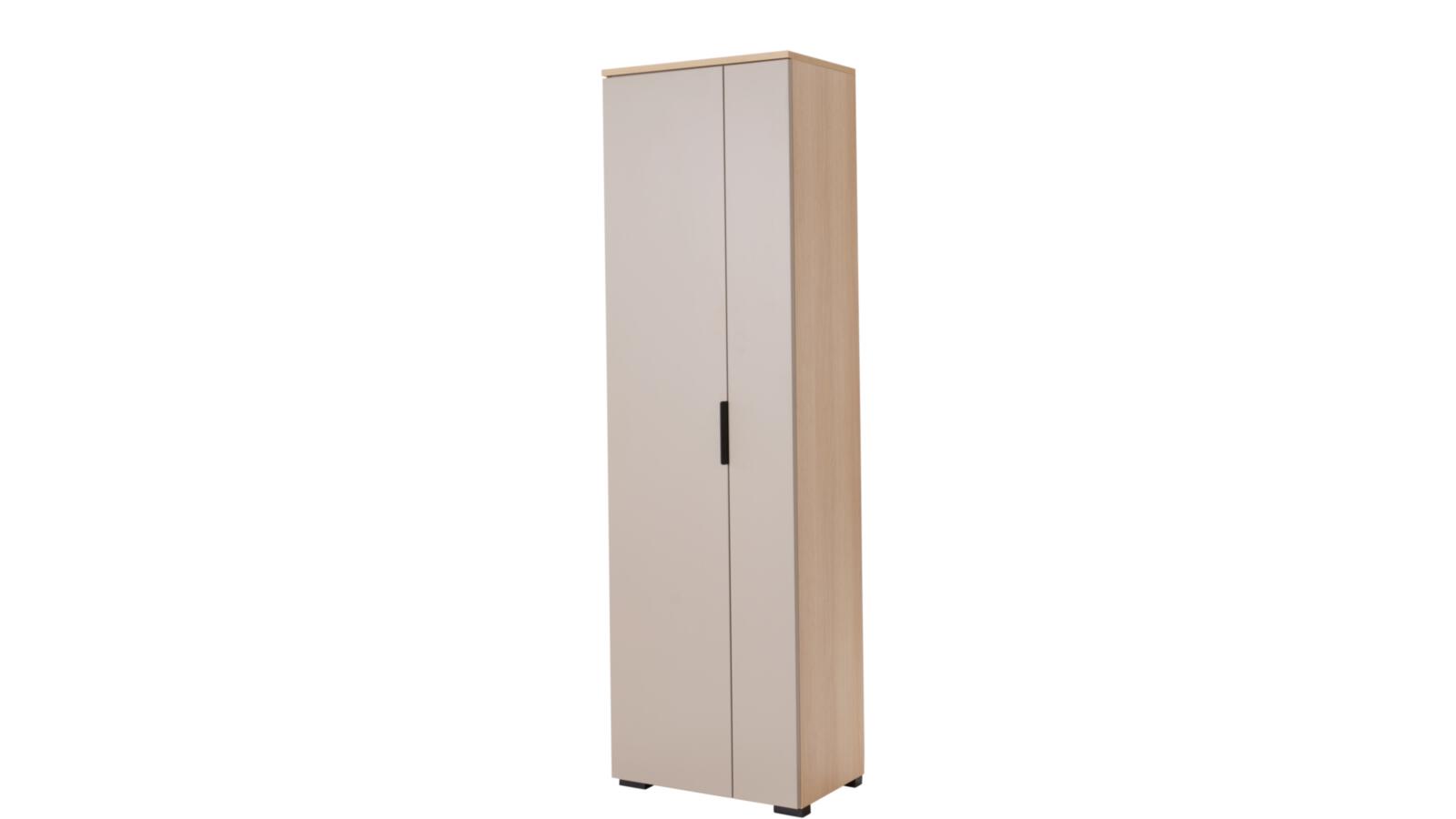 Interliving Kleiderschrank IL6015 ca.B60 H200 T38 cm in Front 65 Steingrau dekor, Kleiderschrank, Schrank, Holzimitat, Zweitürig, Weiß-Beige