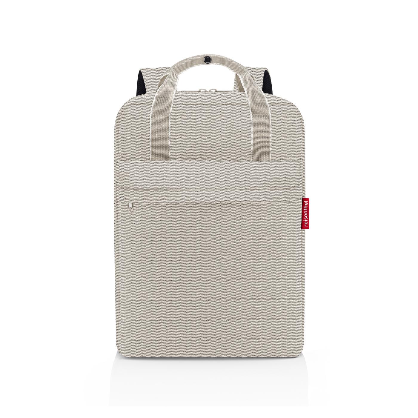 Reisenthel ALLDAY BACKPACK M in Farbe herringbone sand, Laptop-Rucksack, Rucksack, Beige, Herringbone, Vorderfach