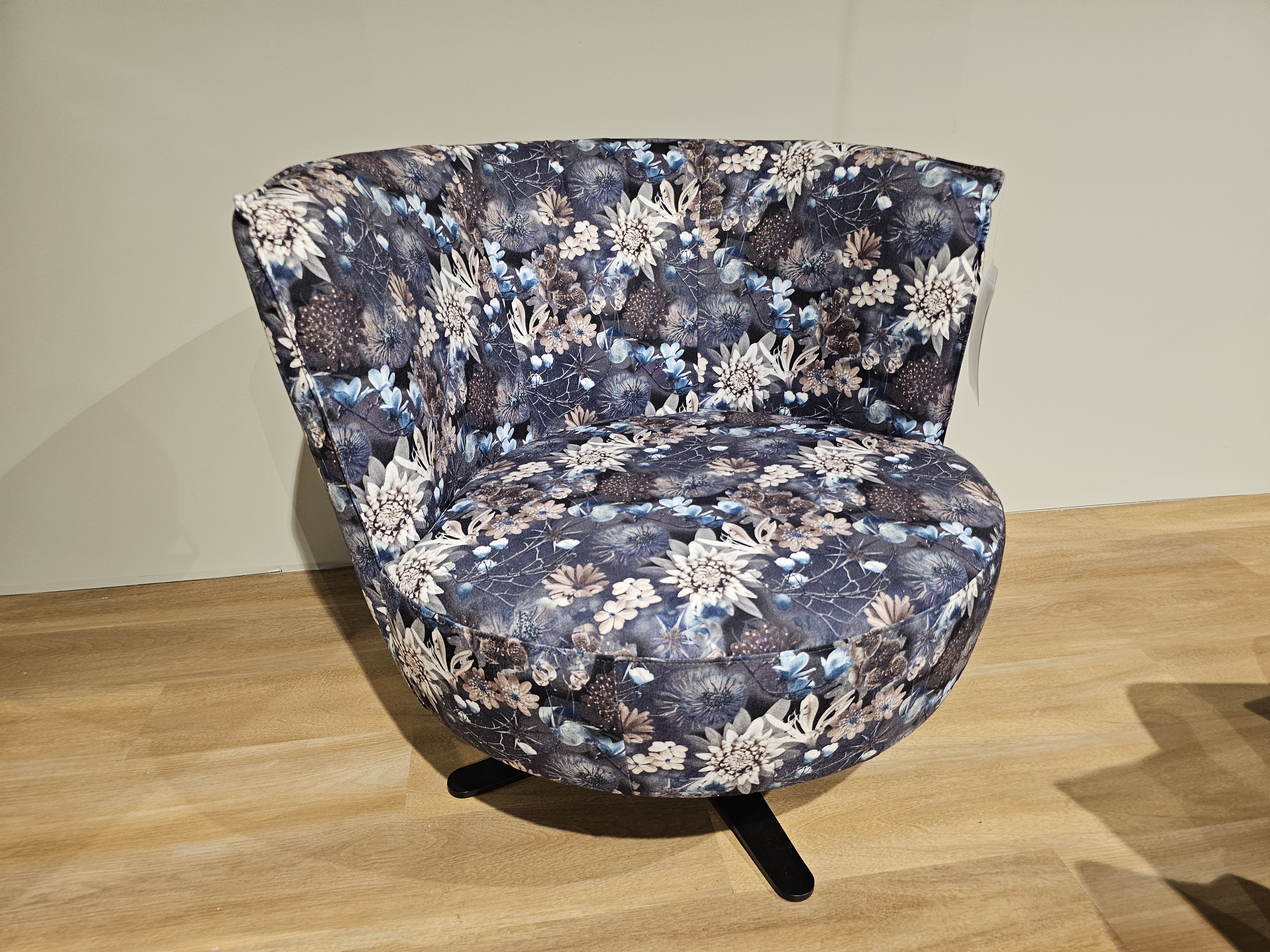 Drehsessel Drehsessel, Sessel, Rundsessel, Blumenmuster, Stoffbezug, Drehstuhl