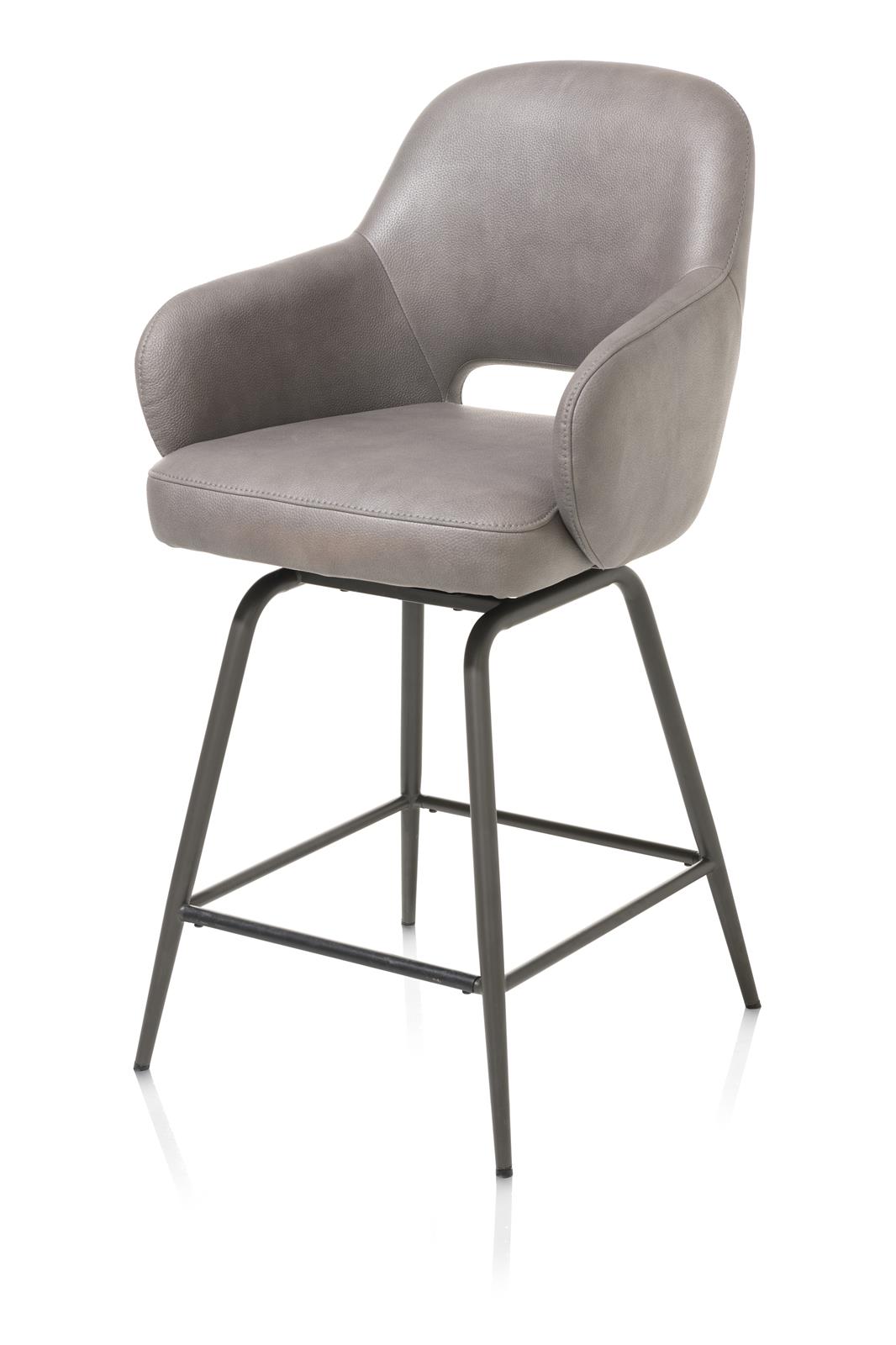 Henders & Hazel Barstuhl NIKOLAS ca. B57 H100 T59 cm in Stoff Mikrof. Pala leber