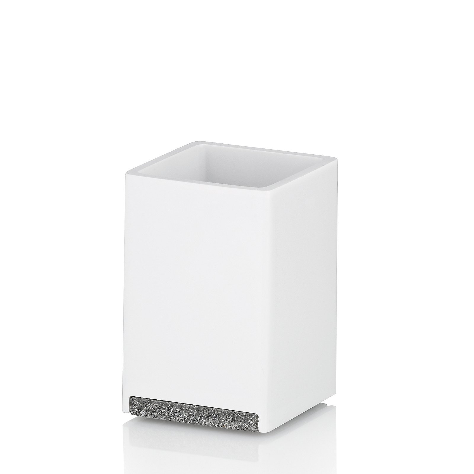 Kela Becher Cube CUBE in Weiß, Schreibtisch-Behälter, Stifthalter, weißer Zylinder, Küchenzubehör, Kunststoff-Behälter, Toilettenbürstenhalter, Weiß, Rechteckig, Steinboden-Applikation, Badezimmerzubehör