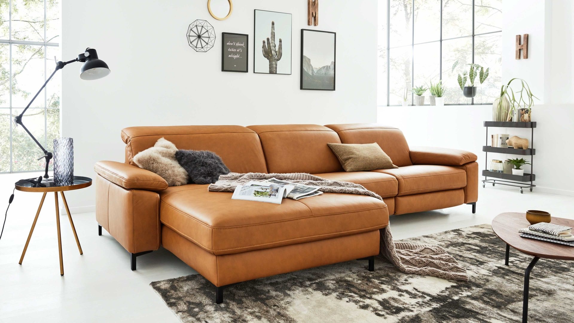 Interliving Polsterecke IL 4054 ca. 289x176cm in Leder Vivre kurkuma