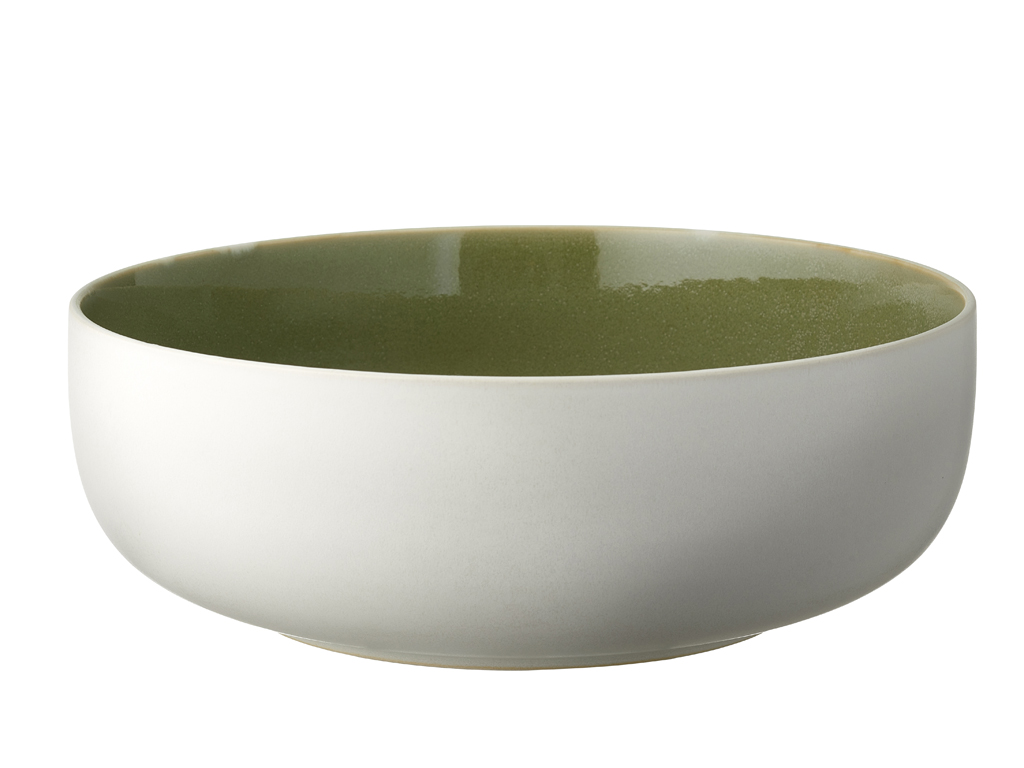 F&H Salatschüssel STUDIO ROUND NORTH in Farbe Matte white/Shiny moss