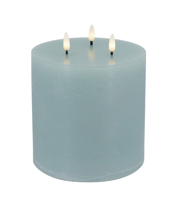L.C. Wholesaler LED-3-Docht-Kerze SUMMER ca. Ø 15, H 15cm in Summer blue rustic