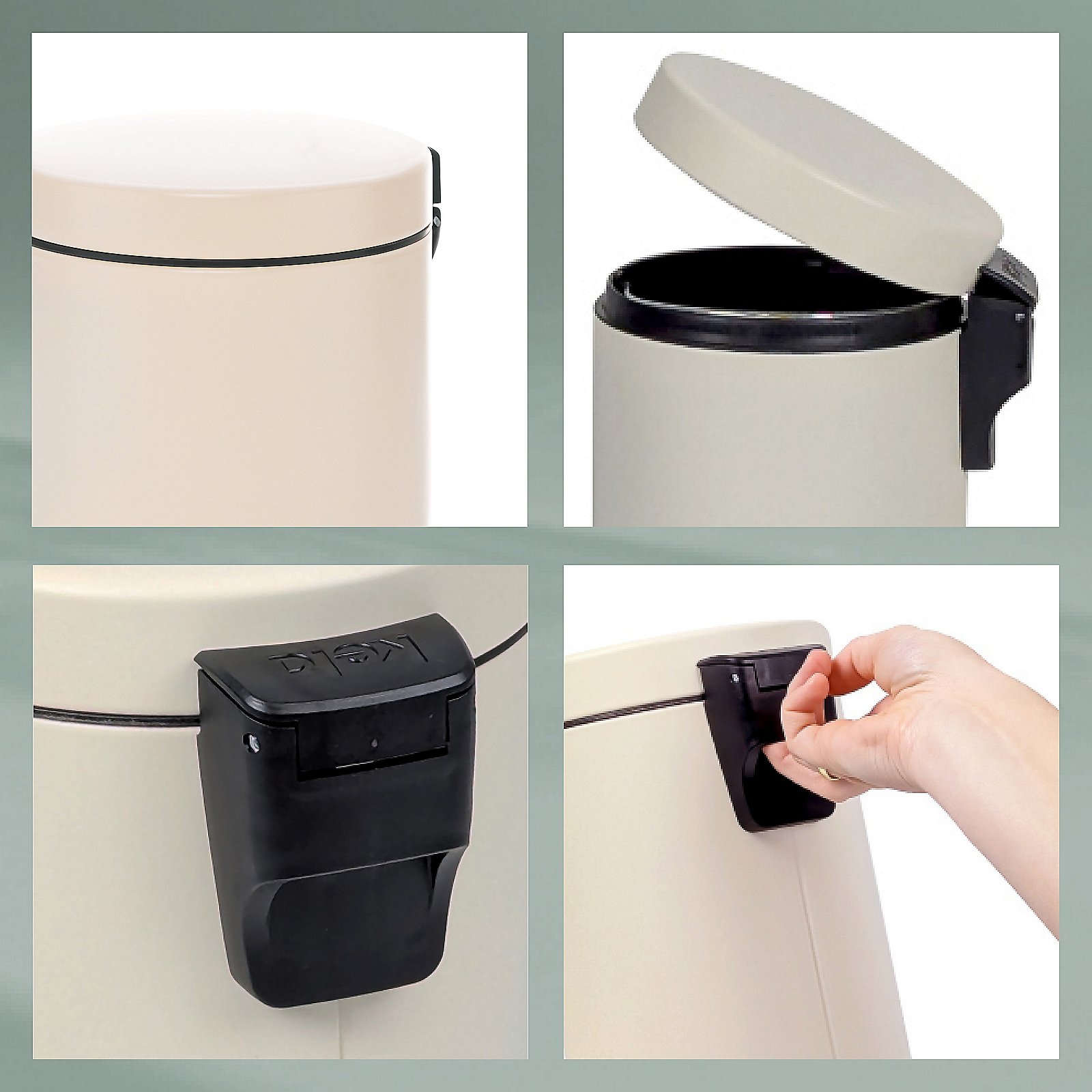 Kela Kosmetikeimer Monaco SABLE in Metall beige, Zinn, Kann, Mülleimer