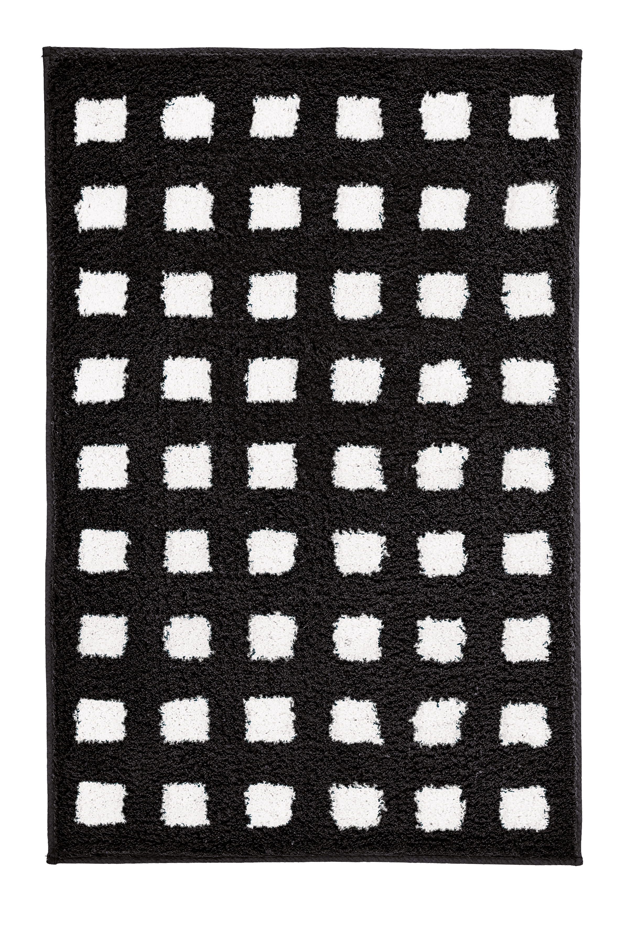 Kleine Wolke Badteppich BOXES ca. 60x90cm in Farbe Schwarz/Weiß, schwarz, teppich, quadrate, muster, fußmatte