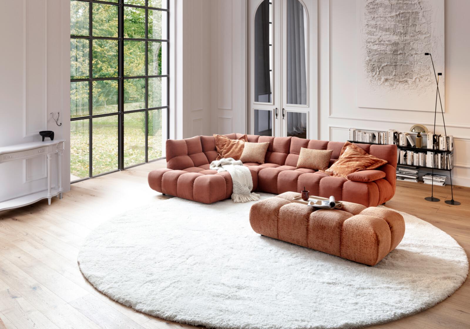Candy Polsterecke GRACELAND ca. 211x324cm in Stoff Feincord rusty