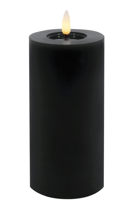 L.C. Wholesaler LED-Stumpenkerze WINTER ca. Ø 7,5, H 15cm in black smooth, 7.5x15cm