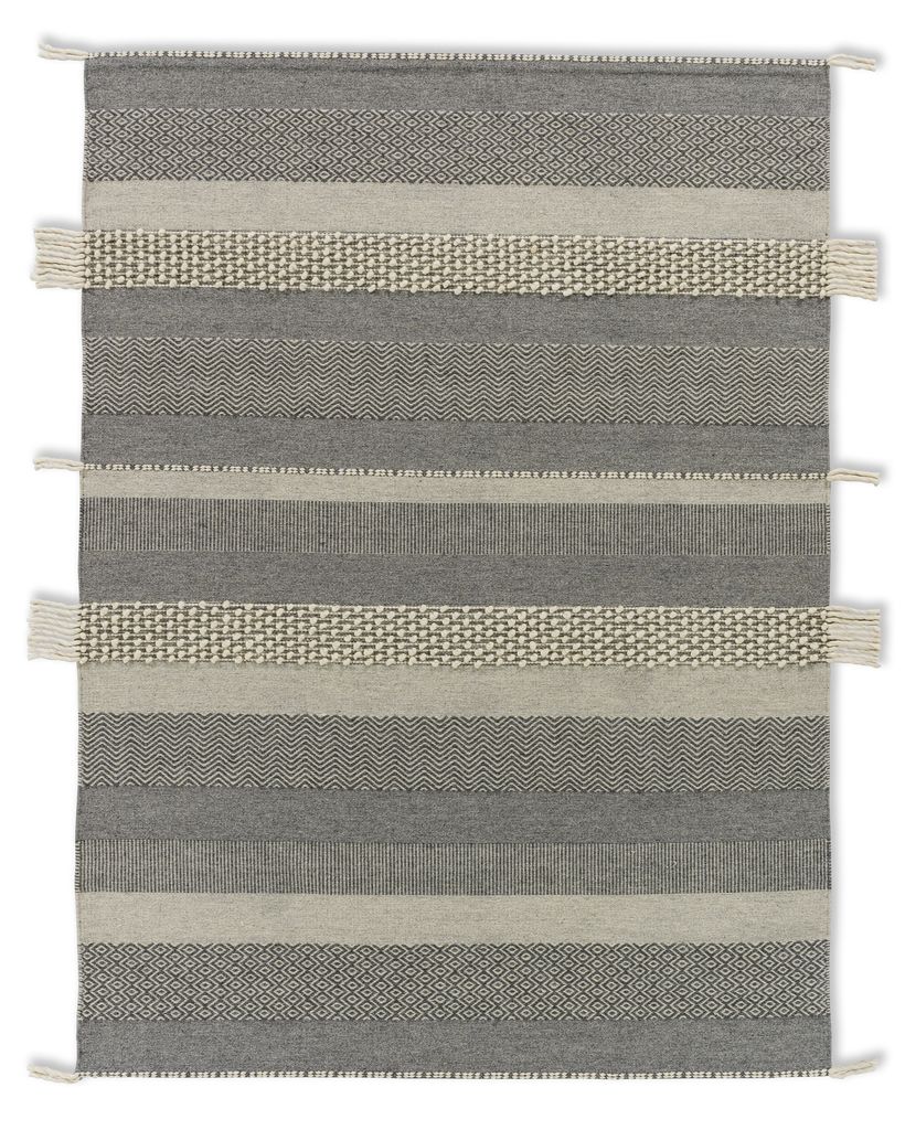 Botana ca. 140x200cm in Farbe Streifen beige/grau, Haargarn-Teppich, Teppichboden, Grauer Teppich, Streifenmuster, Westen-Design