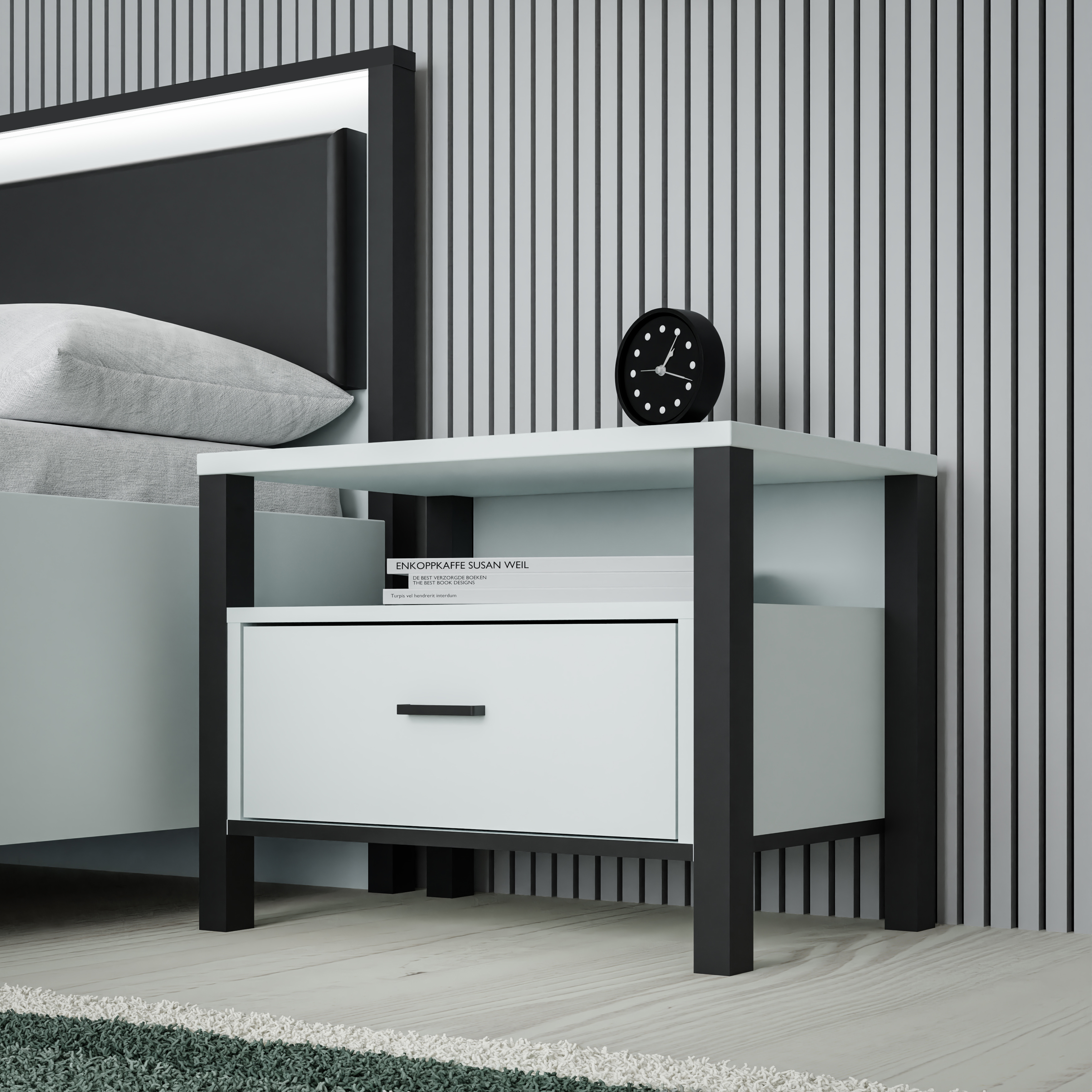 Forte Möbel Nachtkommode HIGH ROCK in Secret grey/Absatz schwarz Forte Möbel Nachtkommode HIGH ROCK in Secret grey/Absatz schwarz
