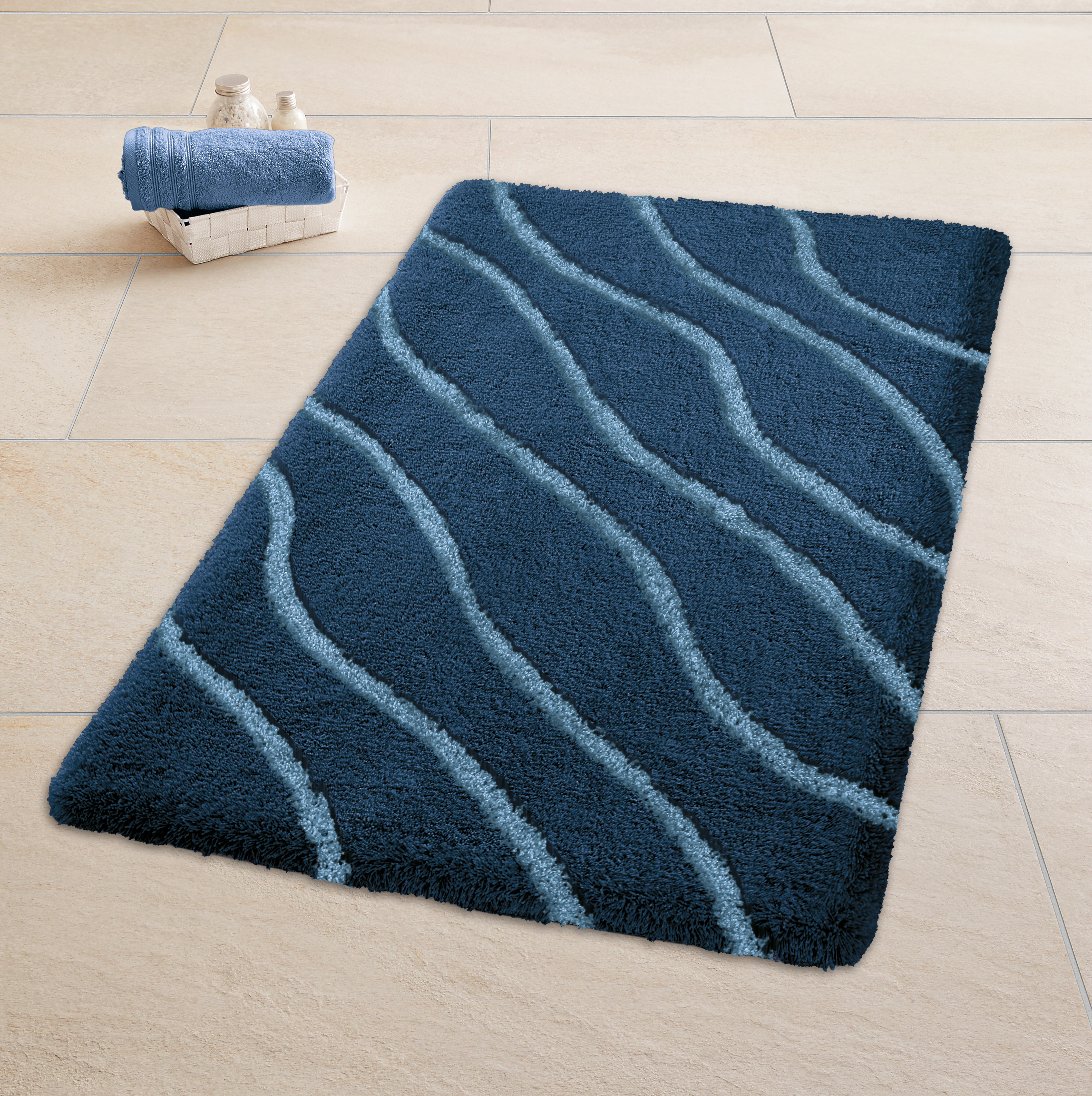 Kleine Wolke Badteppich TRAM ca. 70x120cm in Farbe Mare