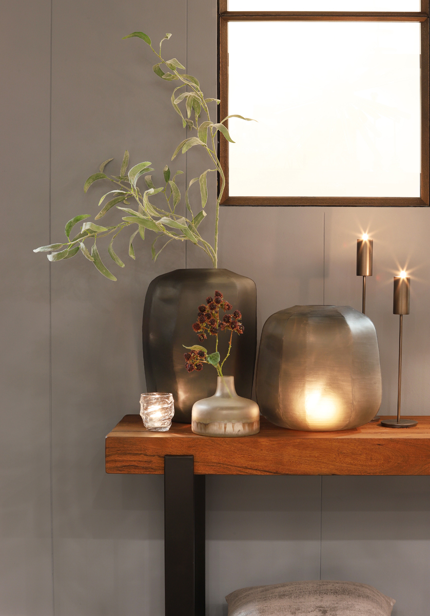 Vase PACENGO in D: 33x32cm, Glas grau
