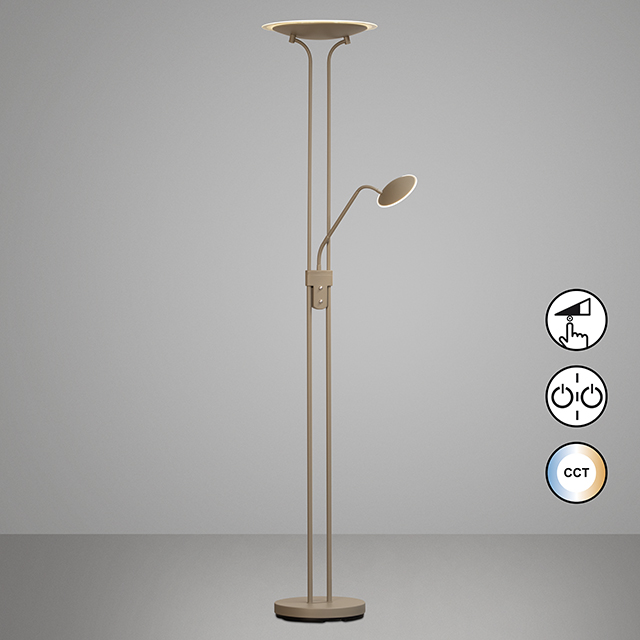 Fischer & Honsel LED-Stehleuchte TALLRI 1-flammig in Farbe Metall dark-greige/Fluter Glas d.35cm, Fischer & Honsel LED-Stehleuchte TALLRI 1-flammig in Farbe Metall dark-greige/Fluter Glas d.35cm,, Lampe