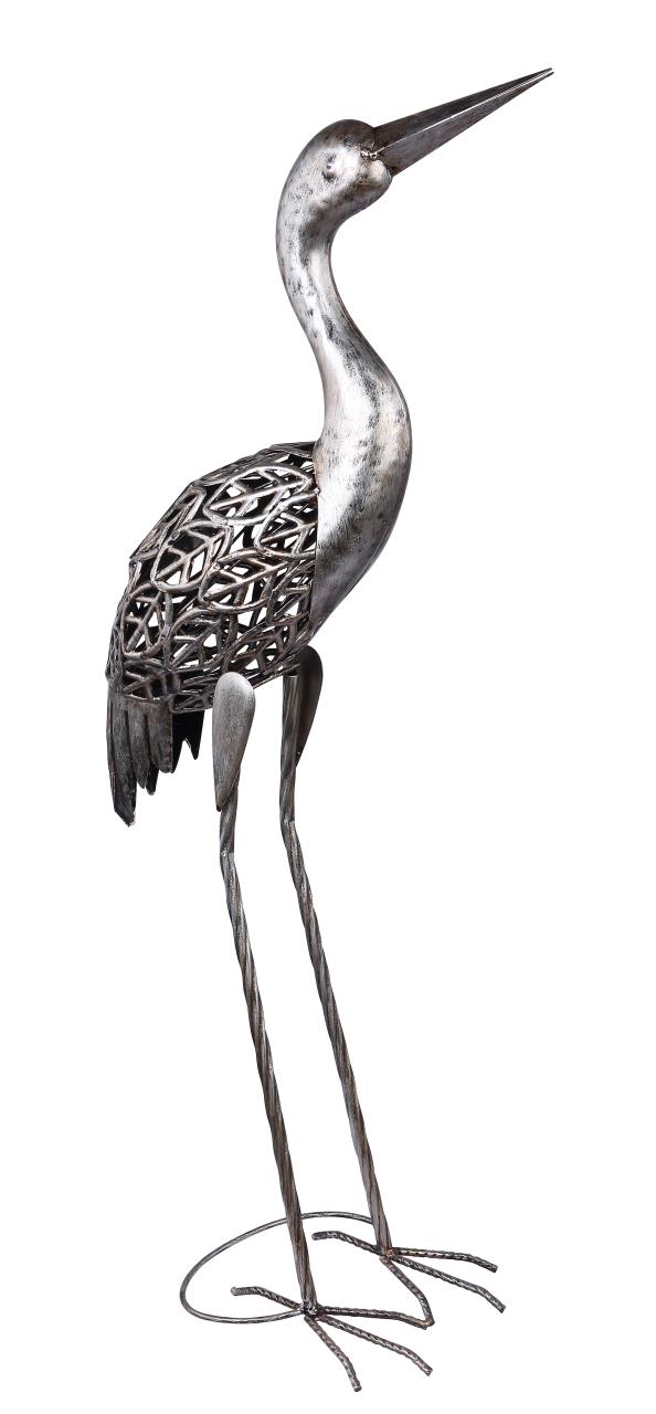 Globo LED-Solarleuchte SOLAR 1-flammig in Farbe Grau, Antik , Tier, Vogel, Kranich, Vogel, Wasservögel