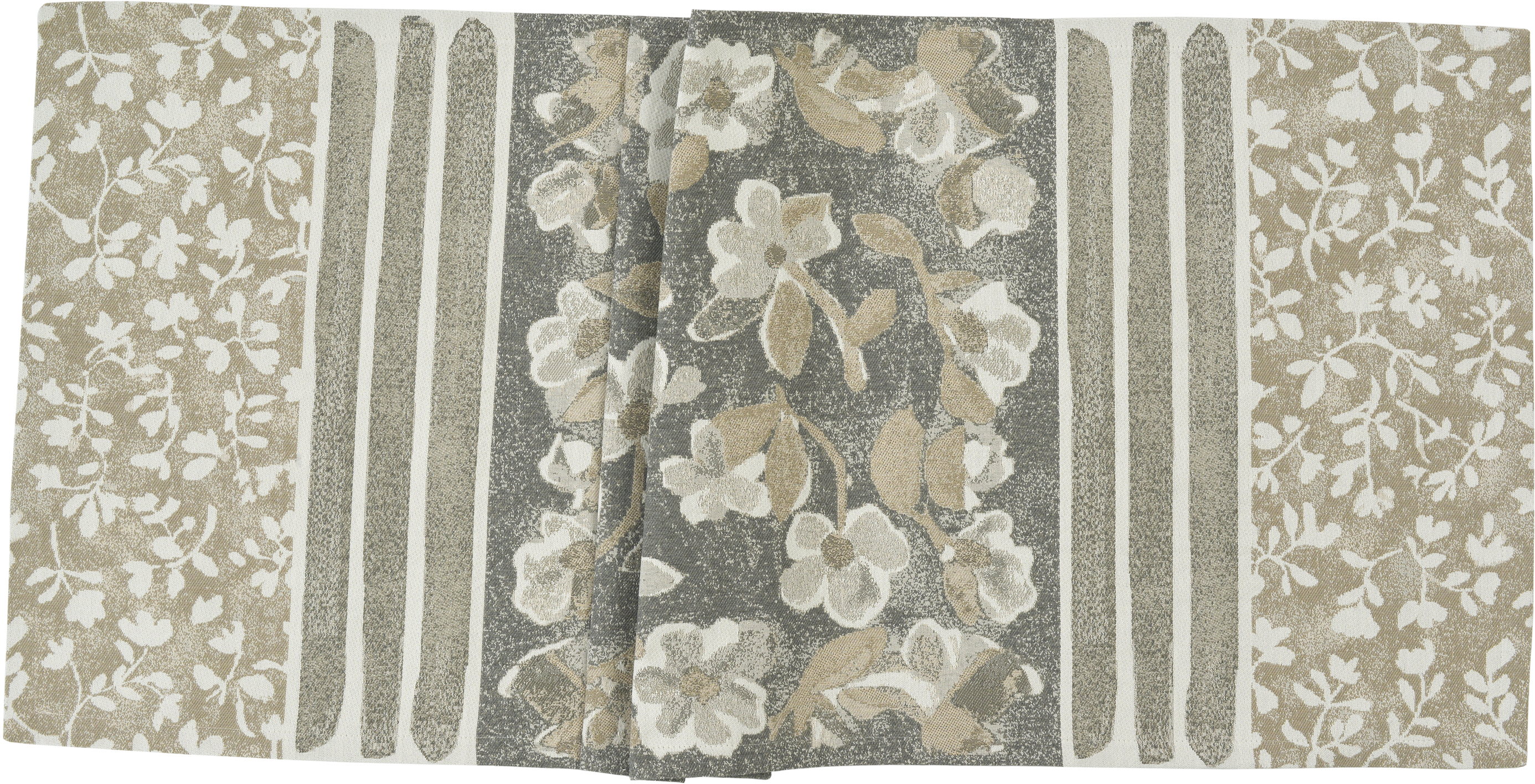 Sander Tischläufer KLINT ca. 48x140cm in Farbe grey, Teppich, Blumenmuster, Karo/streifen, Beige, Floral