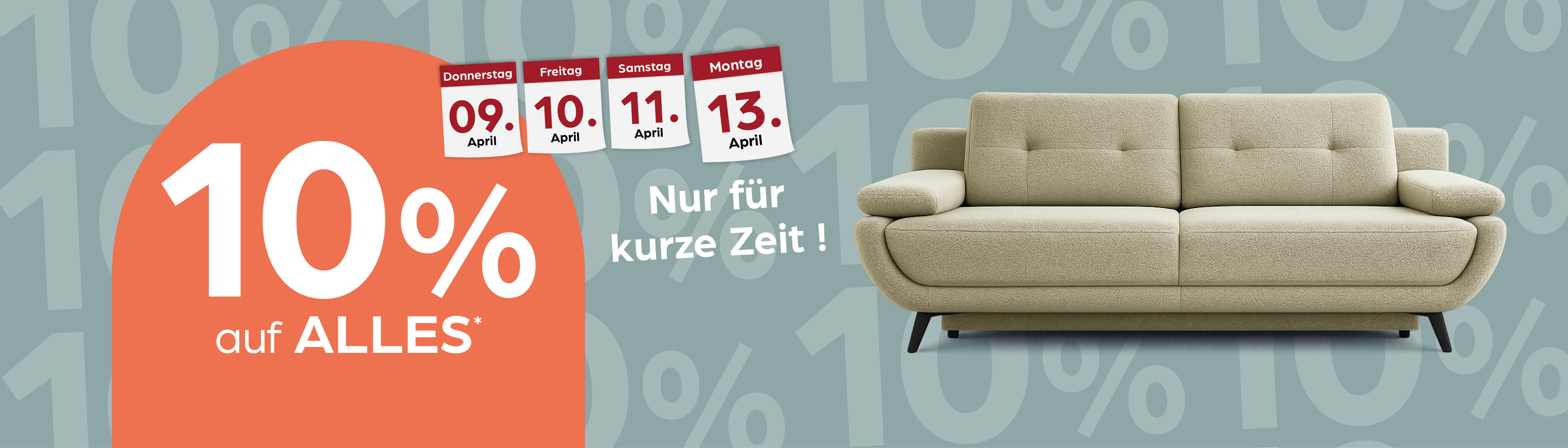 Sofa, Couch, Beige, Stoff, Mid-Cen