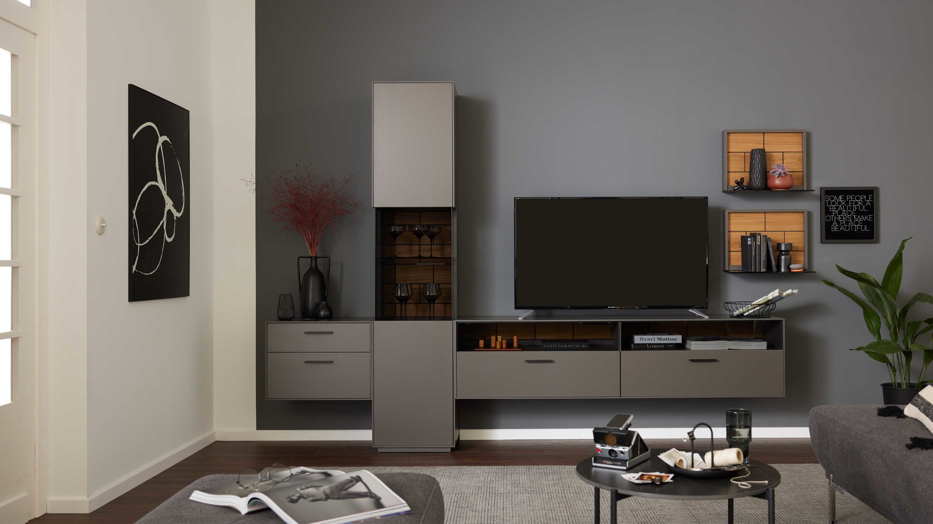 Interliving Wohnkombination IL2030 in Wolfram grey lackiert Wohnkombination