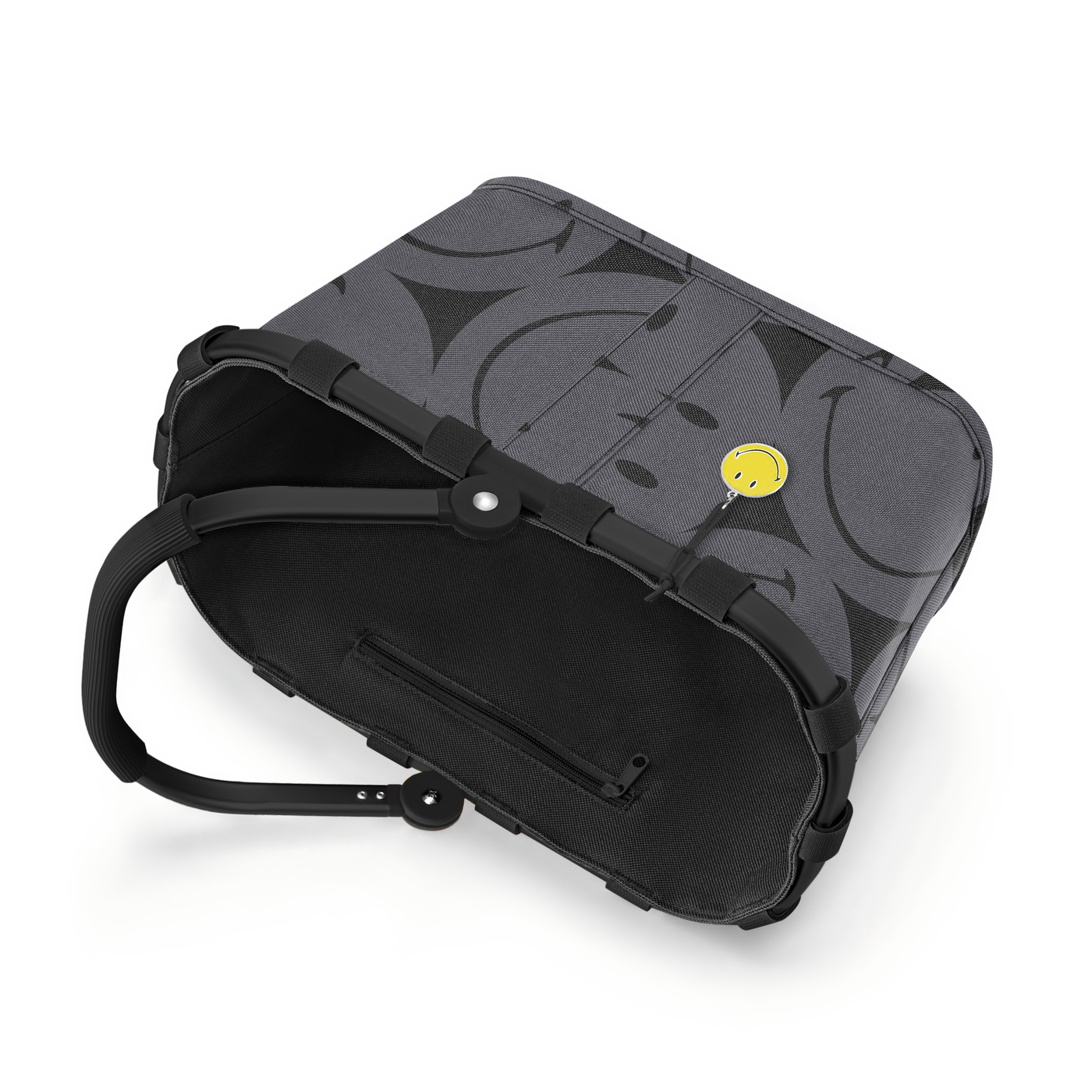 Reisenthel CARRYBAG XS in Farbe smiley grey, tailbag, Brieftasche, grau Muster, Tragegurt, Reißverschlussfach