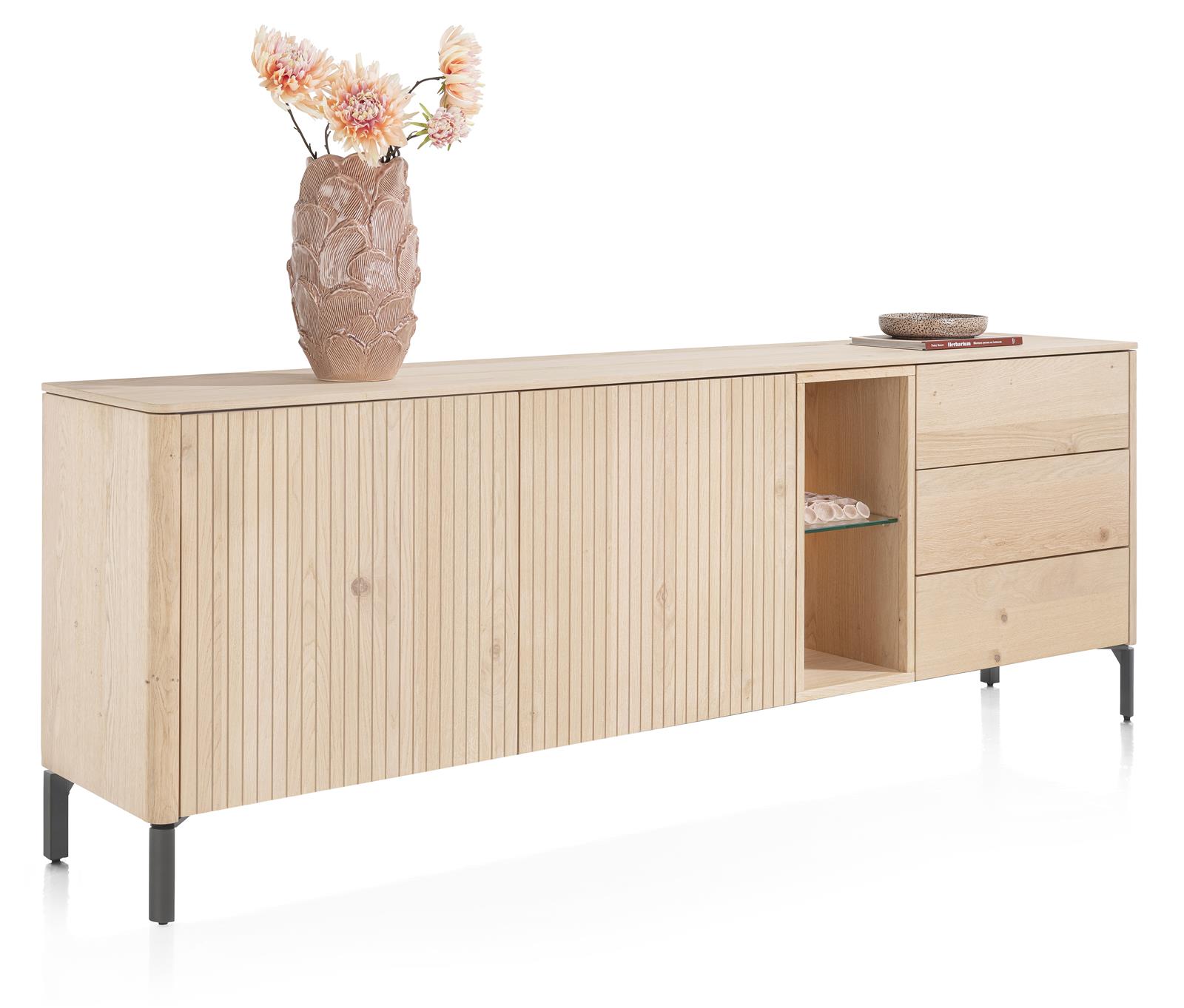 XOOON Sideboard TRENTON ca. B210 H75 T42 cm in Eiche furniert/Gestell graphit