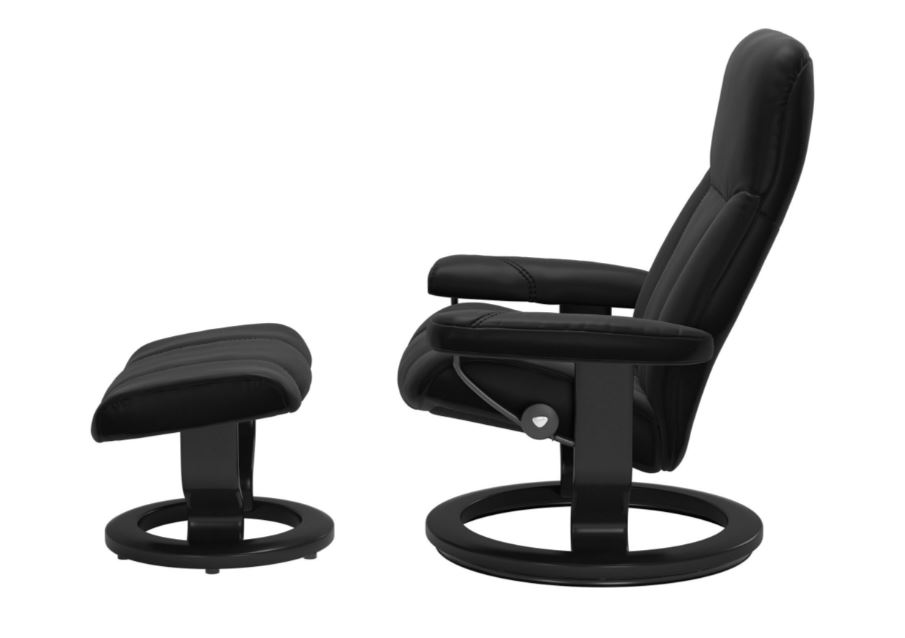 Stressless Sessel mit Hocker CONSUL CLASSIC (M) in Leder Batick schwarz