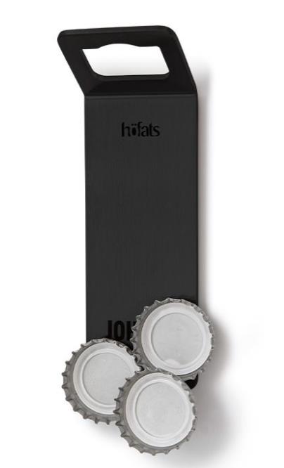 Flaschenöffner JOHNNY CATCH in Edelstahl schwarz mit Magnet, Flasche, Kapseln, Kapselträger, Kapselverschluss, Kaffeezubehör