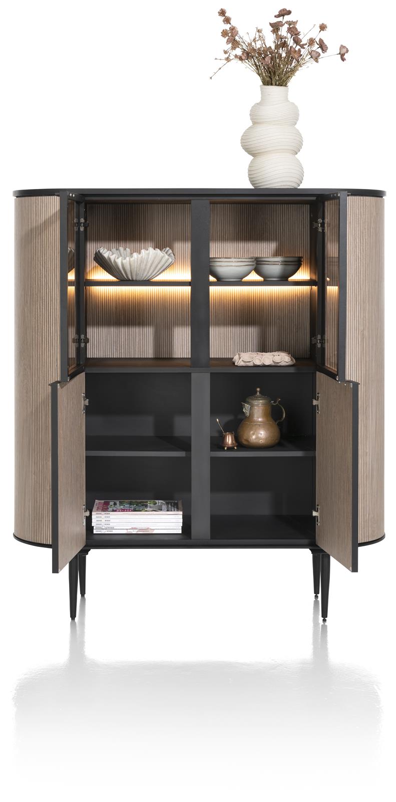 XOOON Highboard Aramon schwarz/natural mit 2 Glastüren