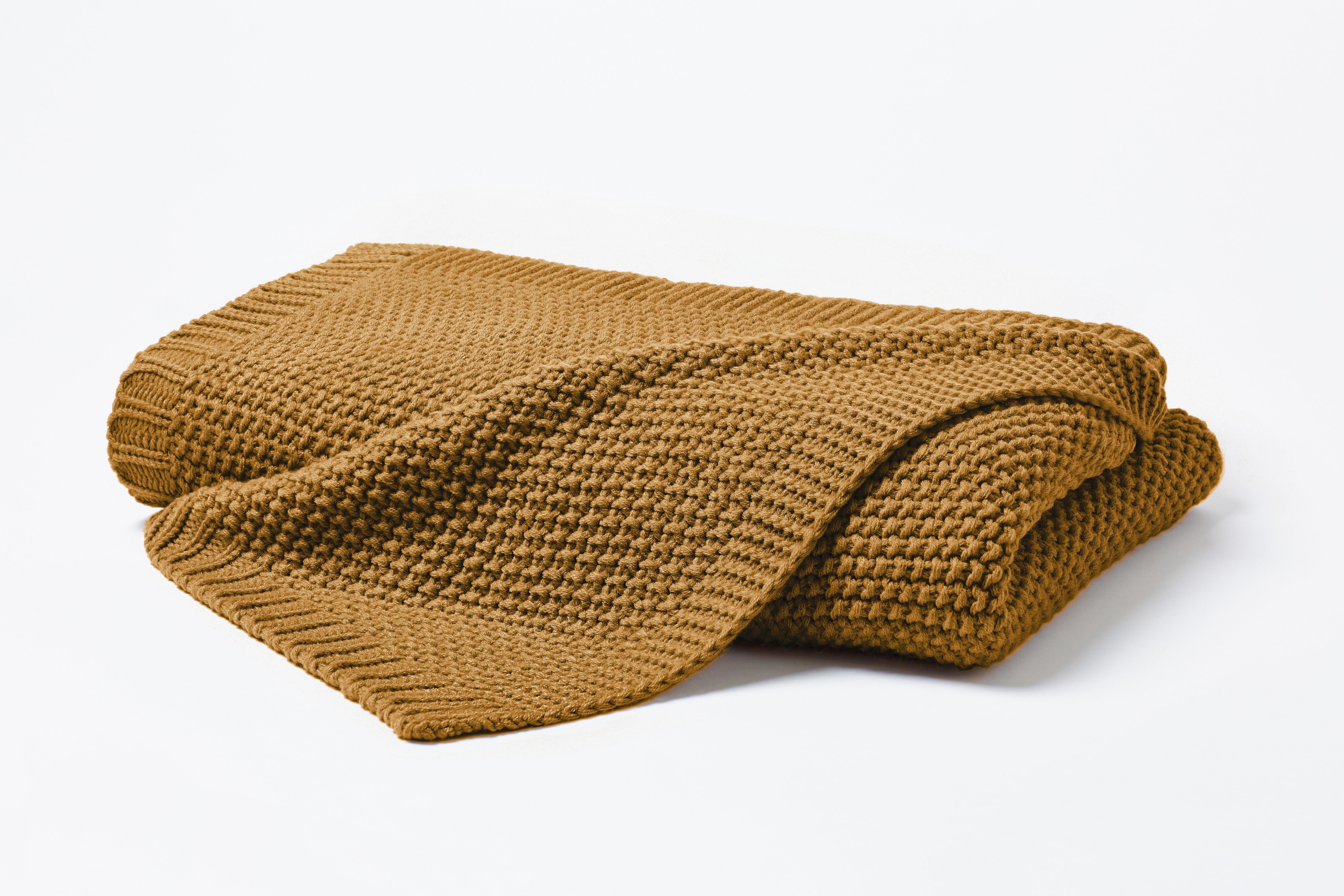 Hahn Haustextilien Strickdecke 130x170cm in Farbe senf