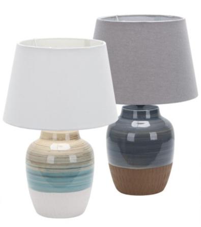 Tischleuchte IL9346 in Keramik grau/braun,Stoff beige