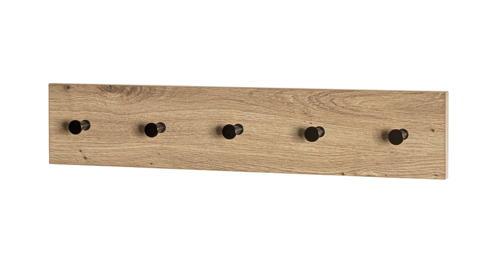 Garderobenleiste in Mehrfarbig, Holz, Garderobenleiste, Haken, Wandmontage, handgefertigt