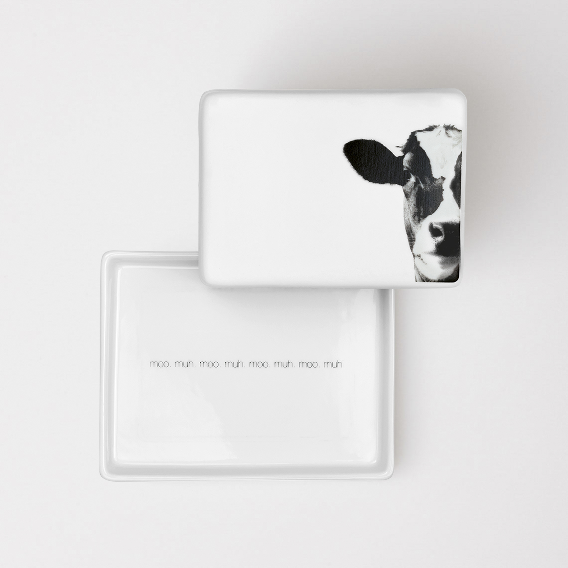 Butterdose Kuh klein in Farbe weiß, Kuh, Laptop-Hülle, Schwarz-Weiß, Kuh-Porträt, Minimalistisches Design
