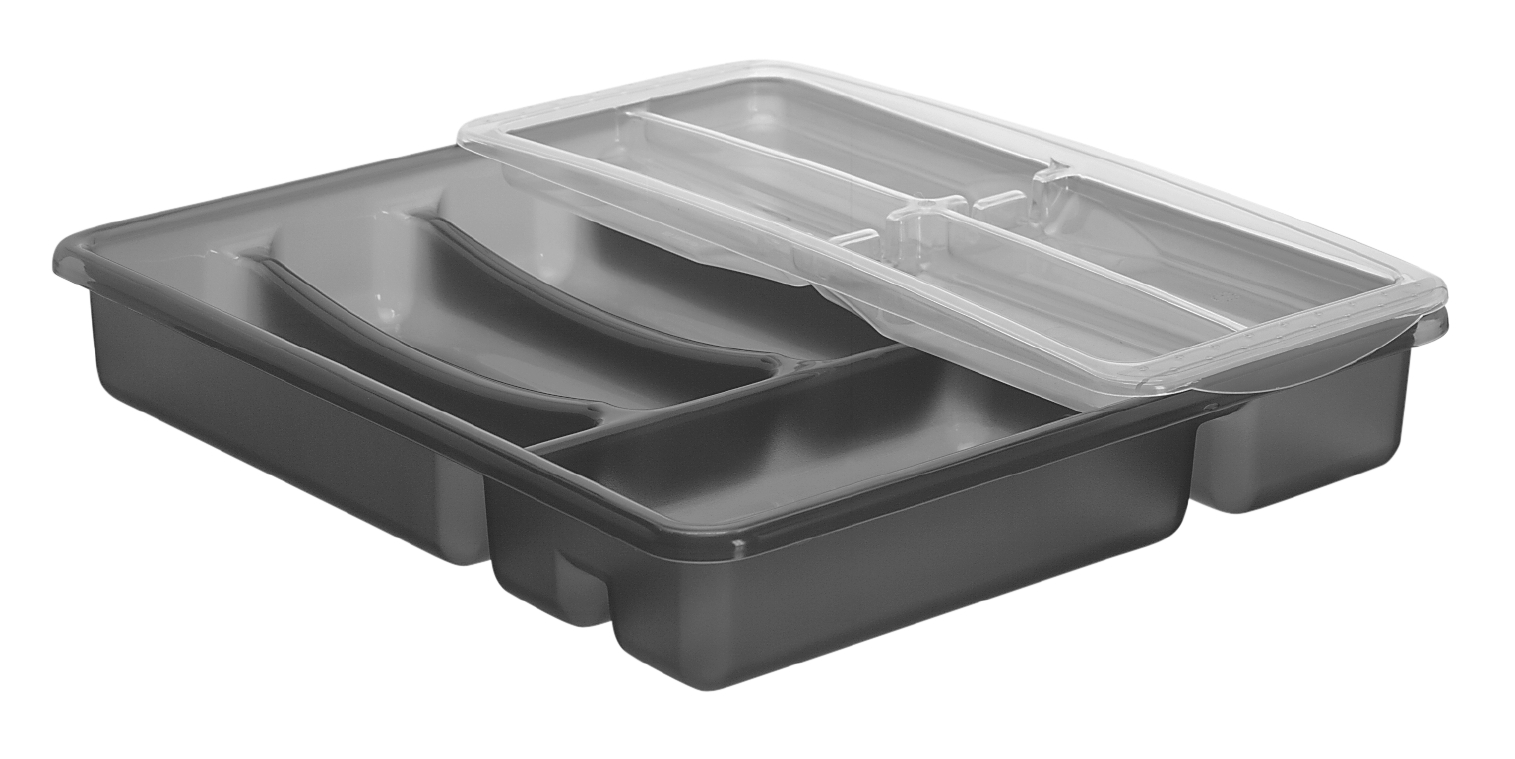 Rotho Besteckkasten Basic in Transparent, Sprudelbad, Wanne